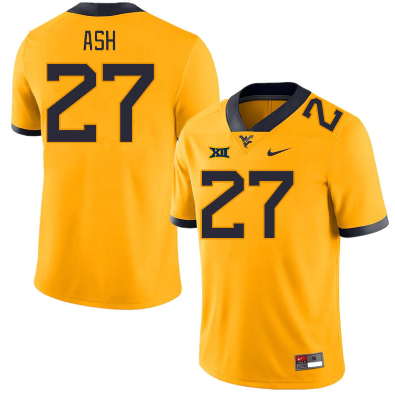 Men #27 Clay Ash West Virginia Mountaineers College Football Jerseys Stitched Sale-Gold
